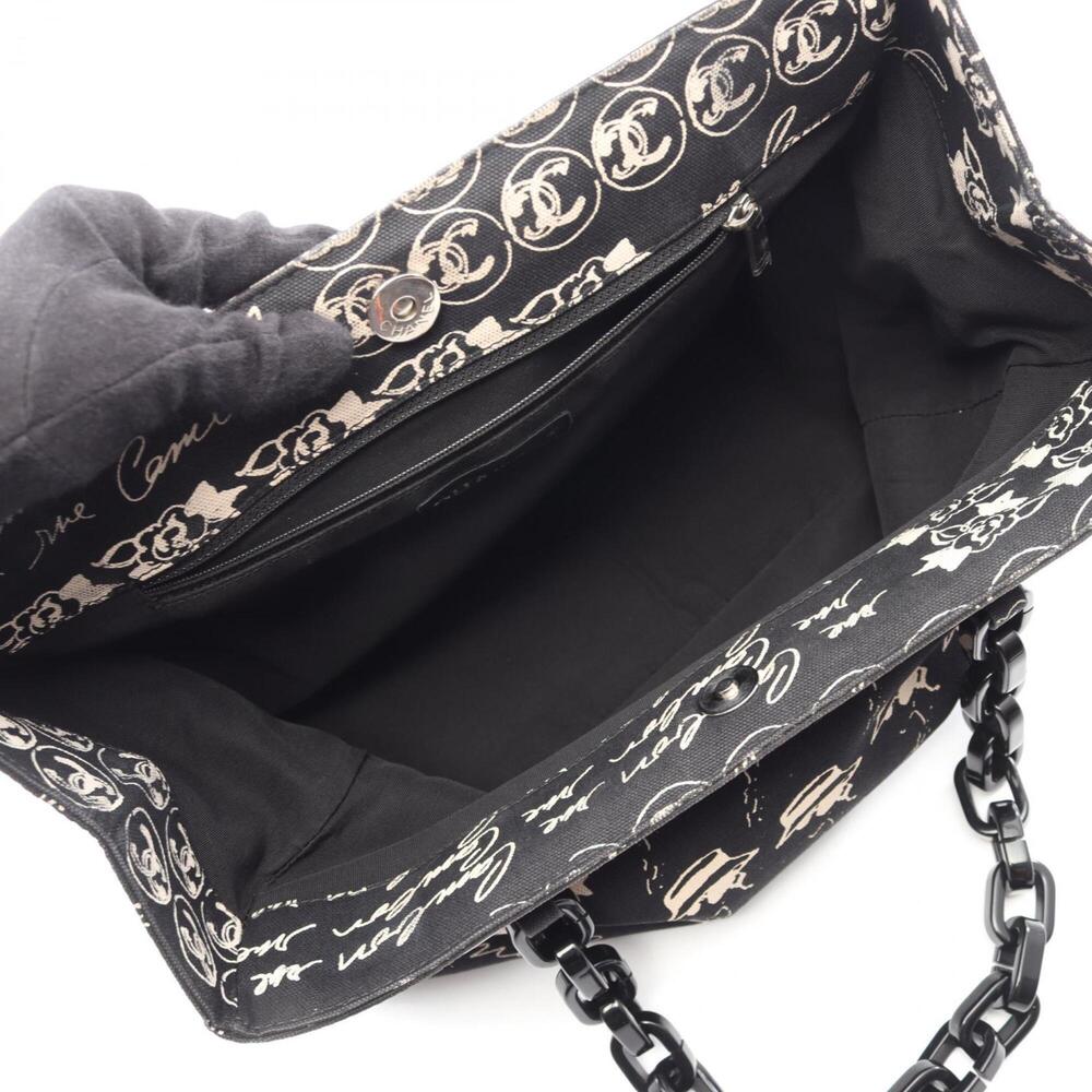 CHANEL Black Canvas Logo Tote Bag - Picture 3 of 11